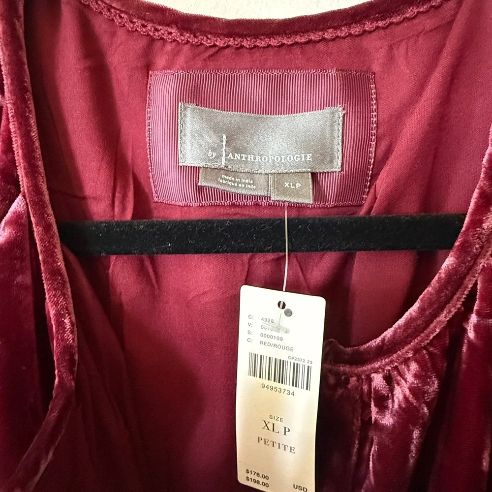 Anthropologie Velvet Midi Dress in dark pink - Picture 4 of 5